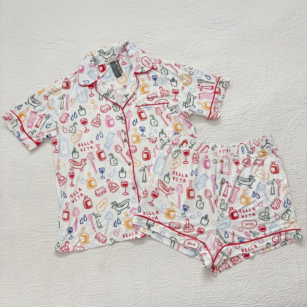 Anthropologie Modaluxe Short Sleeve Pajama Top & Shorts Set, Bella Vita Sz M